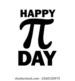 Happy pi day silhouette vector illustration.