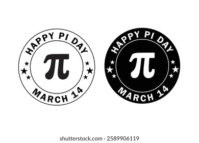 Happy Pi Day. Stamp logo type vector design for Pi day celebration.