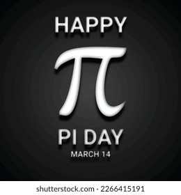 Happy Pi Day with Pi symbol on bright black background. March 14. Holiday concept. Template for background, banner, card, poster. Vector illustration