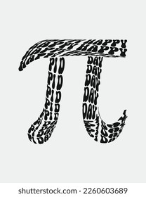Happy Pi Day symbolic typographic art on white background