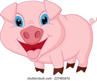 Happy pig cartoon 