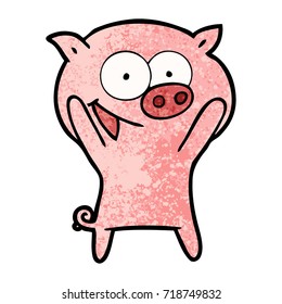happy pig cartoon