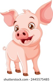 A happy pig cartoon character smiling joyfully