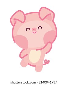 happy pig design over white