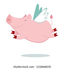 Happy pig flying 