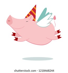 Happy pig flying 