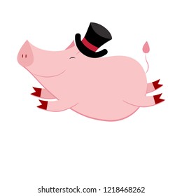 Happy pig flying 