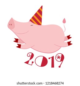 Happy pig flying 