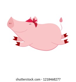 Happy pig flying 