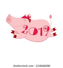 Happy pig flying 