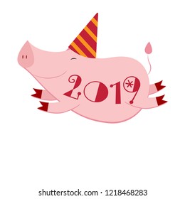 Happy pig flying 