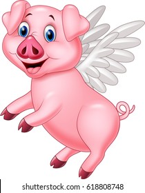 Happy pig flying