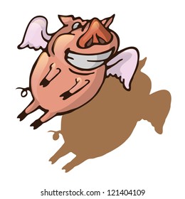 Happy Pig Flying. Vector