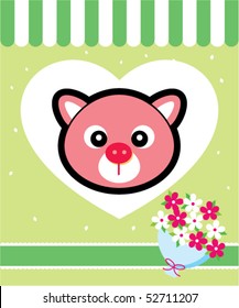 happy pig greeting card