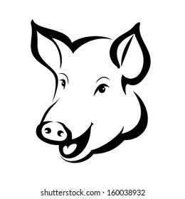 Happy Pig Head Portrait, Isolated Vector Symbol