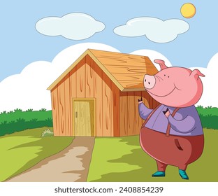 Happy pig isolated on white background