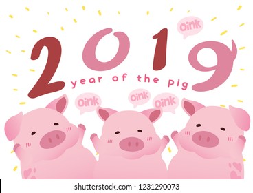 happy pig new year 2019 illustrator vector