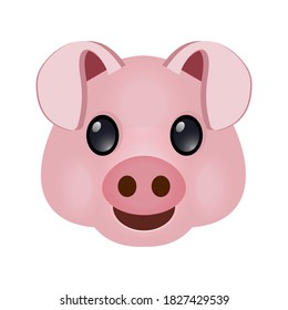 Happy pig smile cartoon illustration on white background