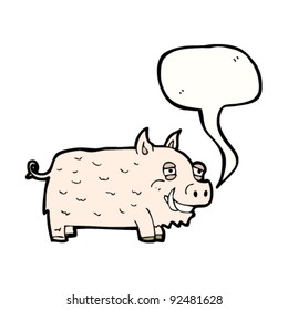 happy pig with speech bubble happy pig with speech bubble