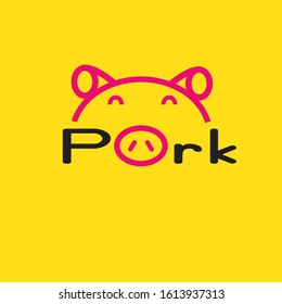 A happy pig with yellow background