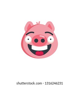 Happy piggy face emoticon flat icon, vector sign, colorful pictogram isolated on white. Cheerful piggy face emoji symbol, logo illustration. Flat style design