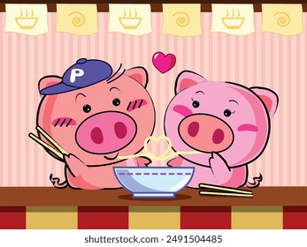 Happy Piggy Love Noodles Delicious