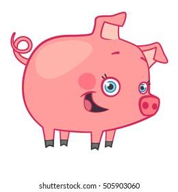 Happy piggy vector illustration, flat, isolated