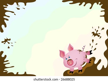 Happy piglet background