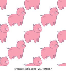Happy pigs vector set. Vector illustration of little pigs in cartoon style