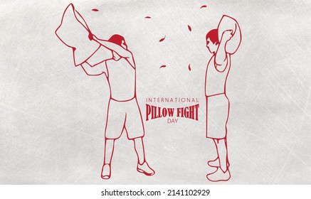 Happy pillow fight day celebrated on the first Saturday of April. International Pillow Fight Day.