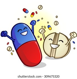 Happy Pills Cartoon Characters