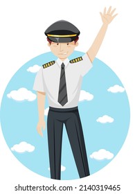 Happy pilot travel holiday theme illustration