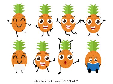 Happy pineapple cartoon character