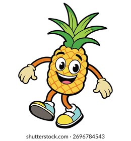 A happy pineapple character on white background	
