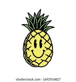 HAPPY PINEAPPLE ICON COLOR WHITE BACKGROUND