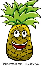 Piña feliz, ilustración, vector sobre fondo blanco