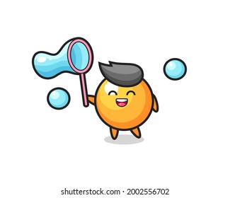 happy ping pong ball cartoon playing soap bubble , cute style design for t shirt, sticker, logo element