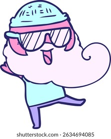 happy pink bearded man in bright neon colors