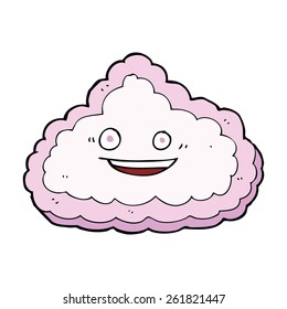 caricatura de nube rosa feliz
