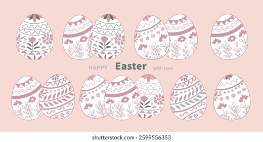Happy pink easter egg and bunny for Easter festival design concept.