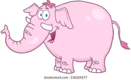 Happy Pink Elephant Cartoon Mascot Character