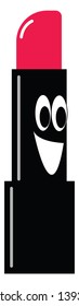 A happy pink lipstick with black covering vector color drawing or illustration