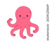 Happy pink octopus with rounded tentacles, ideal for children