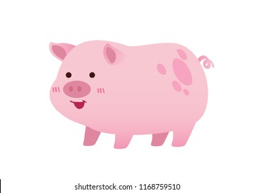 happy pink pig animal