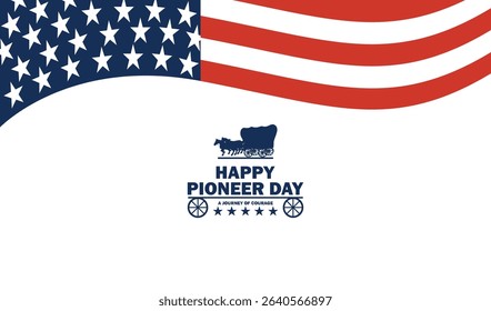 Happy Pioneer Day. Great for posters, banners and social media. White  background.