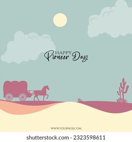 happy pioneer day template design suitable for social media post to celebrate pioneer day event in united states