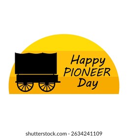 Happy Pioneer Day wagon silhouette