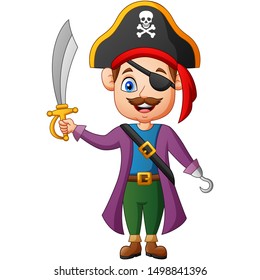 Happy pirate cartoon. vector illustration