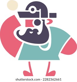 Happy pirate illustration for children book, pale colors