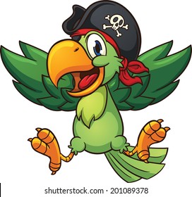 Happy pirate parrot. Vector clip art illustration with simple gradients. All in a single layer.